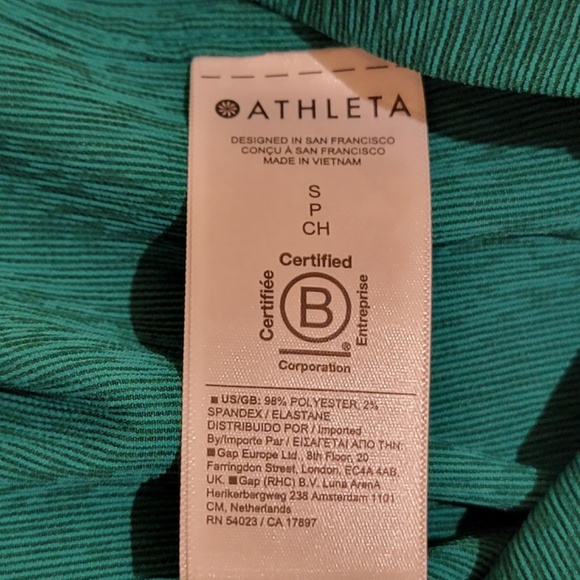 Athleta Echo Top Size Small Green Short Sleeve Ribbed Breathable 587908 NWT $99 - Picture 8 of 10